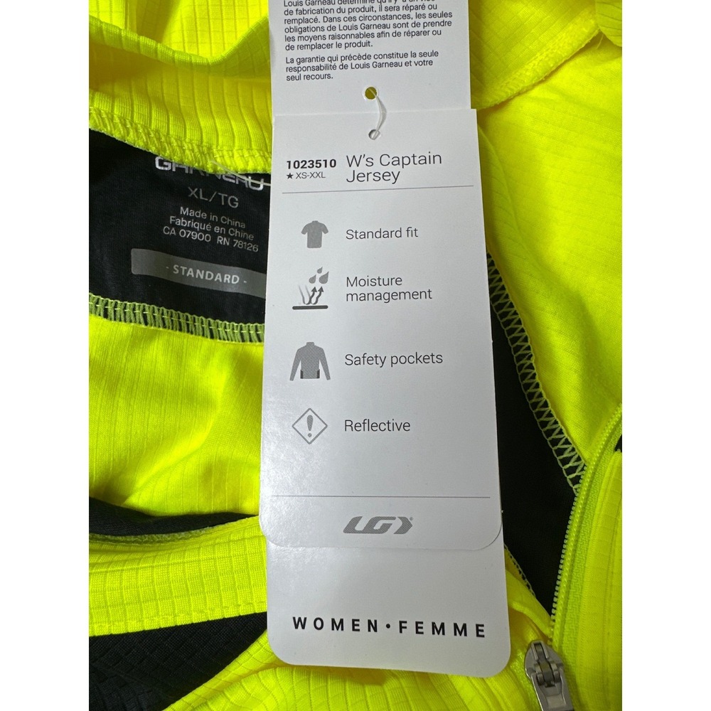 Louis Garneau Womens Captain Jersey XL Neon Yellow Black Full Zip Cycling Jacket - Picture 6 of 9
